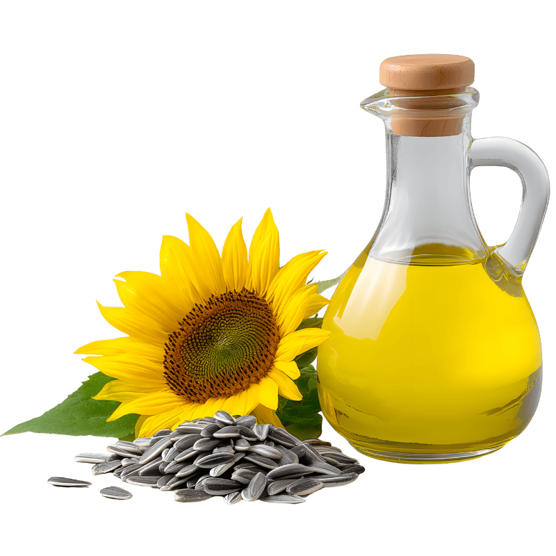 Slnečnicový olej v nádobe.